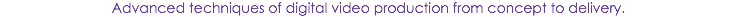 Advanced techniques of digital video production from concept to delivery.
